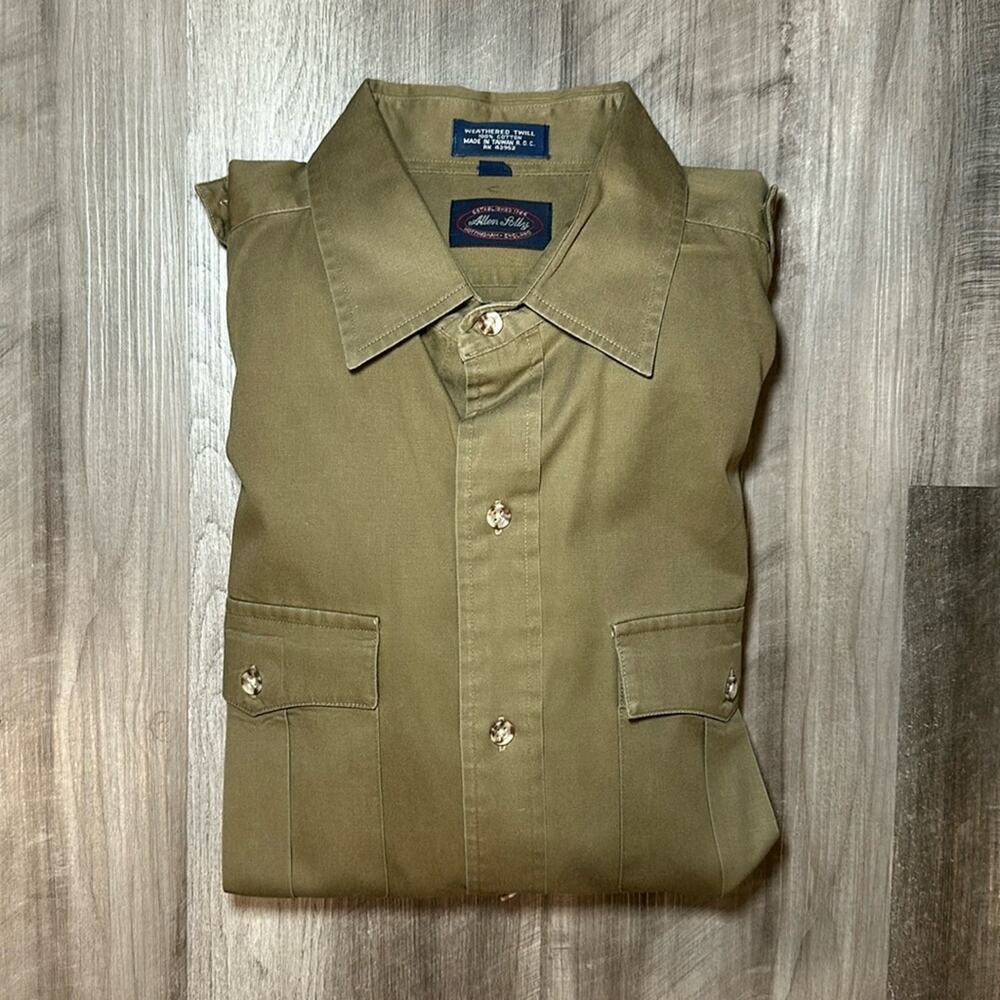 Allen & Solly Vintage Weathered Twill Long Sleeve Button Down - Large